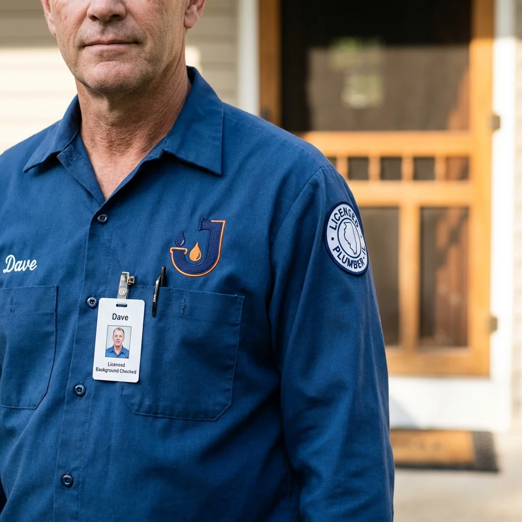 Licensed plumber showing ID badge in Lake Zurich, IL